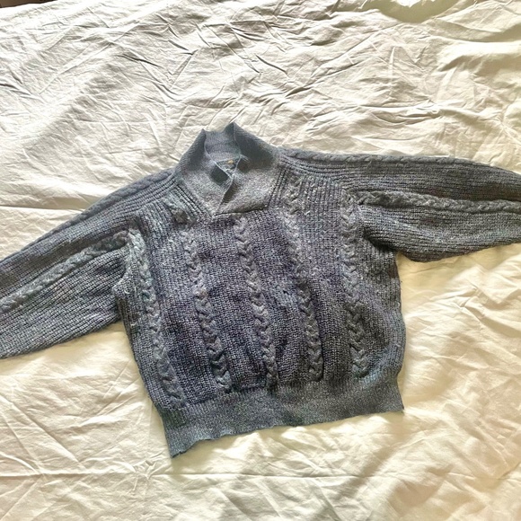 Vintage Blue Cable Knit Sweater – Size Medium - Picture 5 of 5
